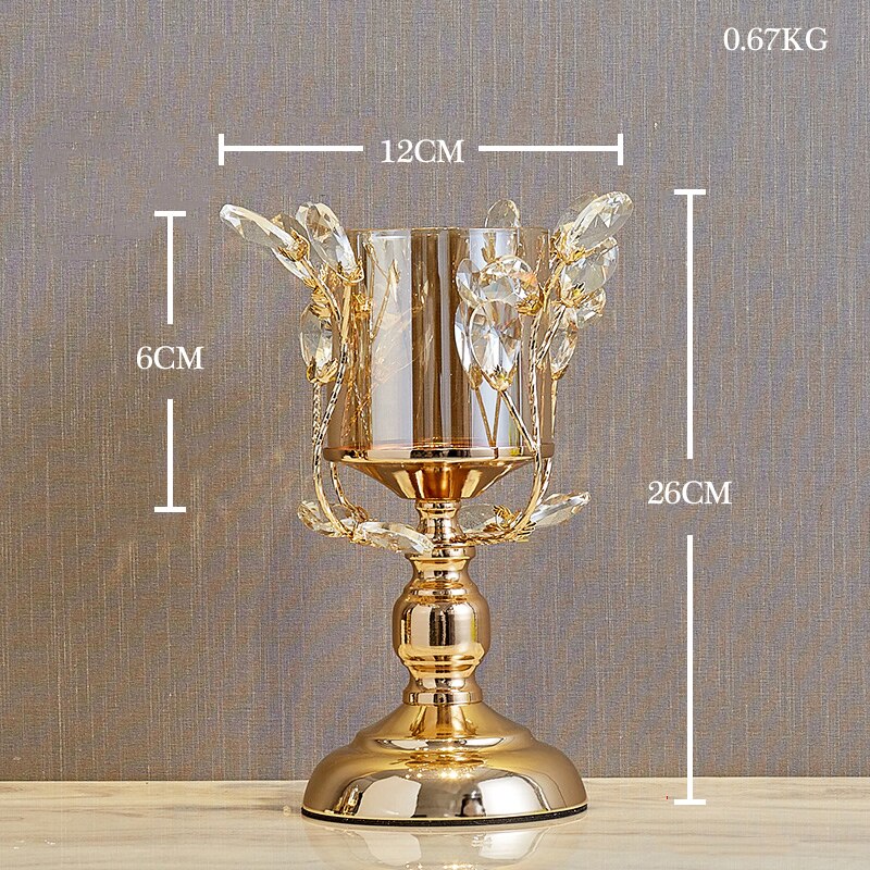 European Metal Crystal Candle Lantern Gold Candle Holders Wedding Center Table Candlesticks Parties Home Decor