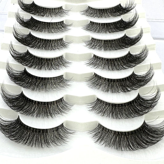 7pairs 3D Mink transparent Strip Fake EyeLashes Extension Handmade Natural Soft Invisible Band long Lashes False Eyelashes
