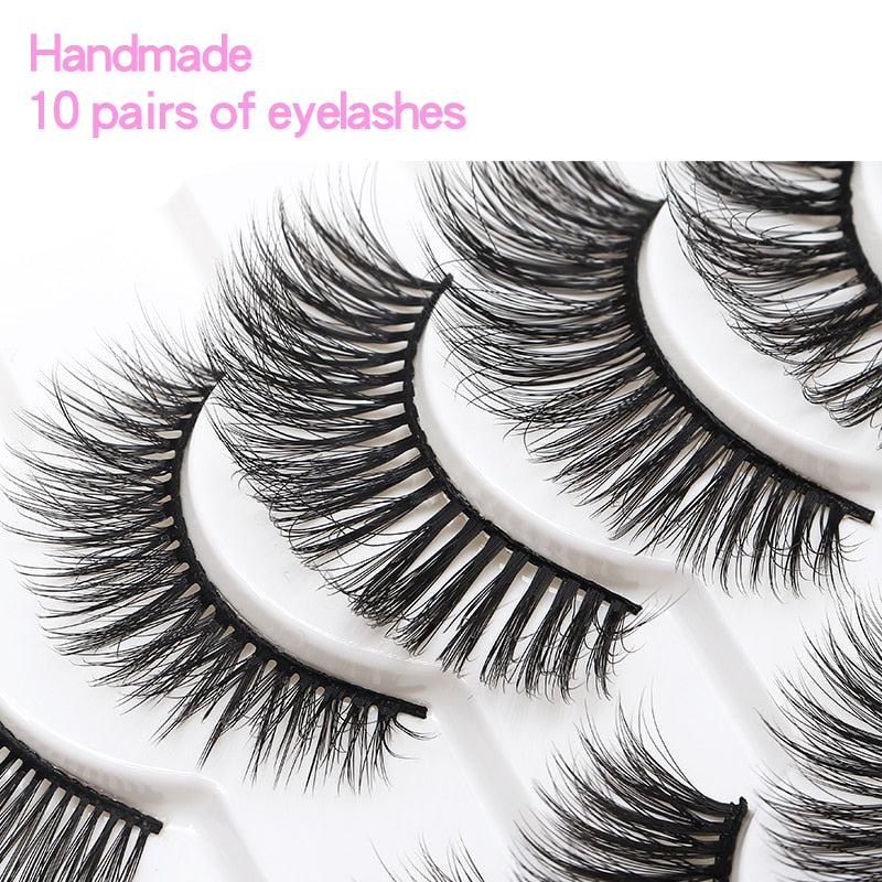 10Pairs Eyelashes Natural Long False Eyelashes Bulk Extension Individual Mink Lashes