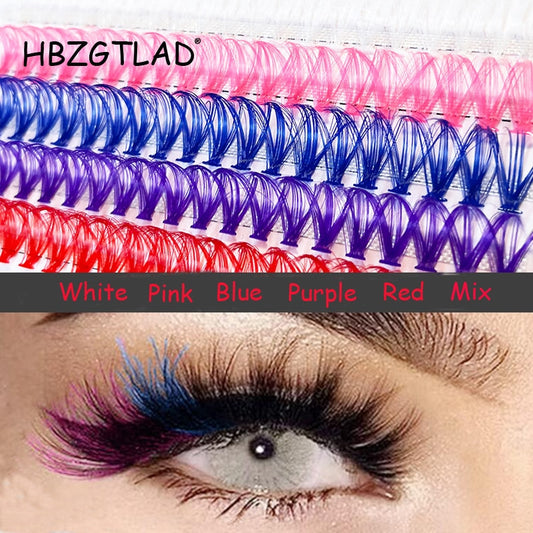 100 Cluster Colored Individual Lashes Professional Makeup Grafting False Eyelashes For Colorful Eyelash Extensions