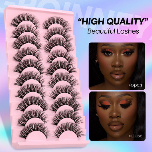 5/10 Pairs Lashes D Curl Russian Strip 3D  False Eyelashes Mink Fluffy