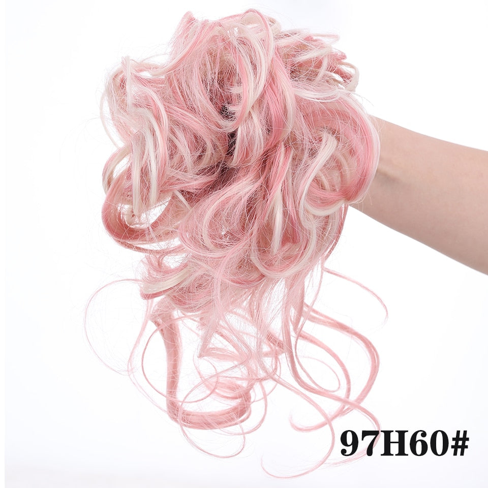 Synthetic Hair Bun Bands Blonde Black Messy Curly Chignon Donut Updo Scrunchies Fake Hair Pieces For Women Hair Extensions