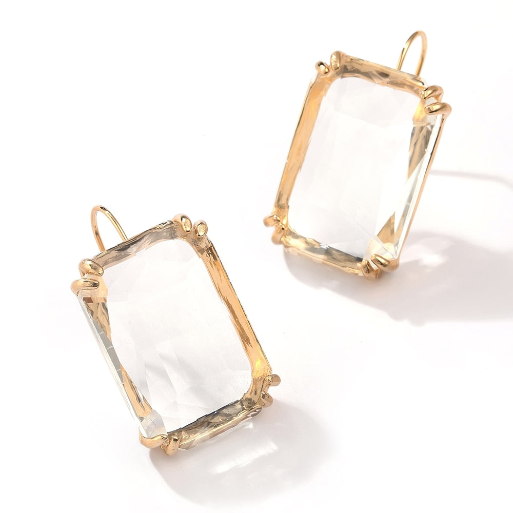 Transparent Resin Pendant Hanging Earring Bohemia Trendy Geometric Square Acrylic Drop Dangle Earrings Jewelry