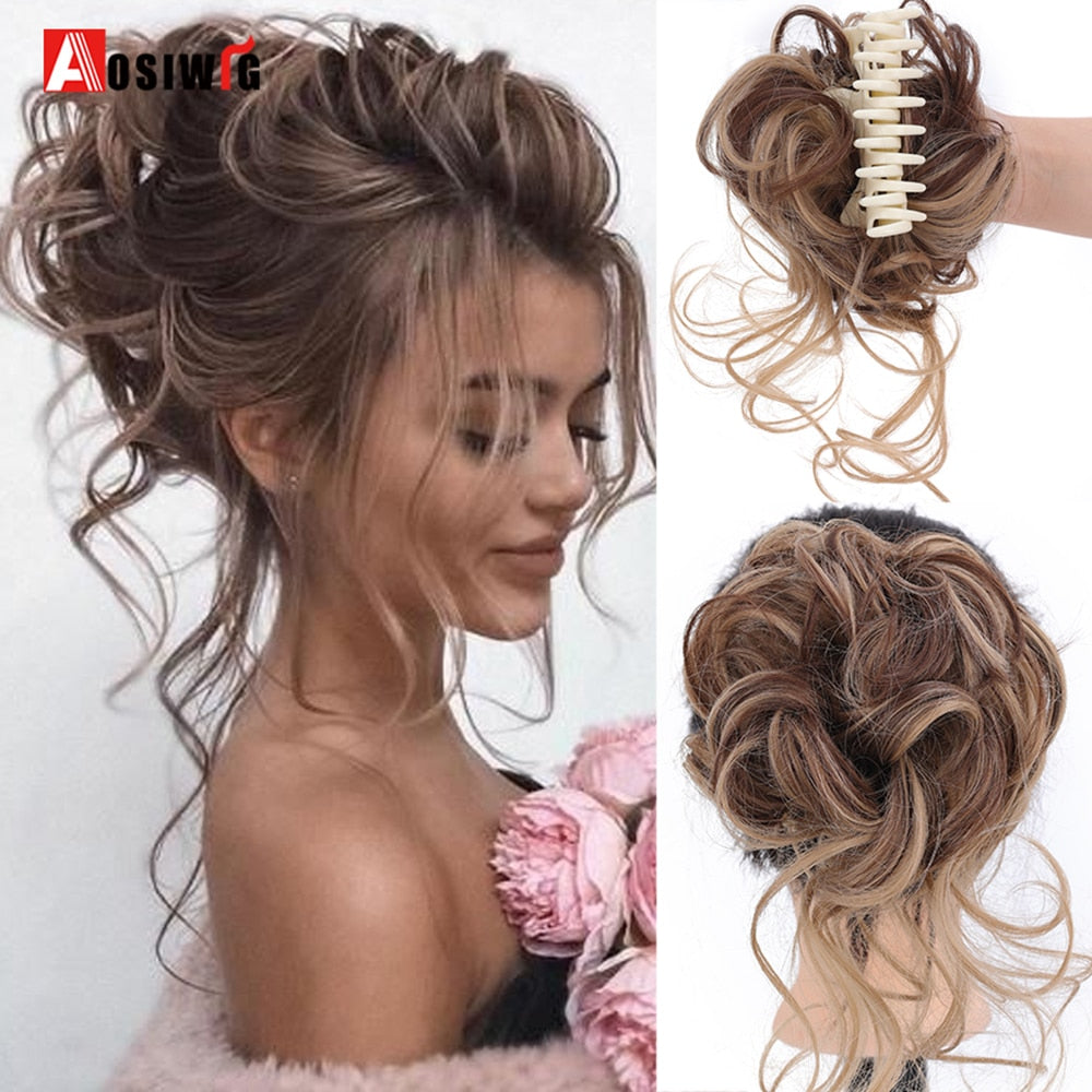 Synthetic Messy Chignon Scrunchies Natural Curly Hair Bun Pieces Fake False Hairpieces For Women Ponytail Extensions