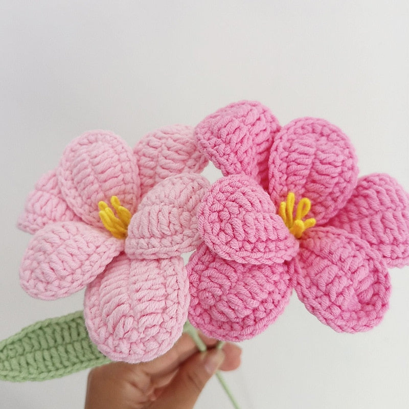 Finished Hand-Knitted Tulips Bouquet Handmade Crochet Fake Flowers for Home Decorate Handmade