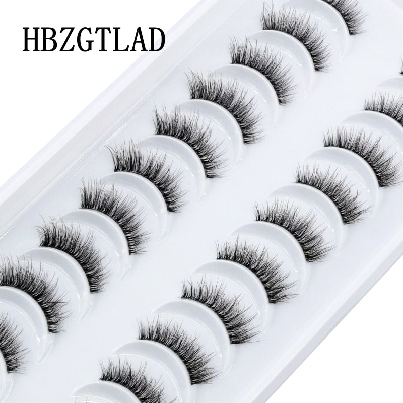 10 Pairs Mink Eyelashes Clear Band Eye Lashes Crisscross Transparent Band False Eyelashes Handmade Dramatic Lashes Upper Lashes