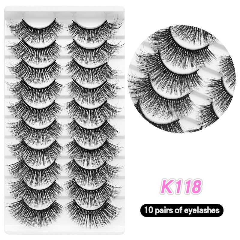 10Pairs Eyelashes Natural Long False Eyelashes Bulk Extension Individual Mink Lashes
