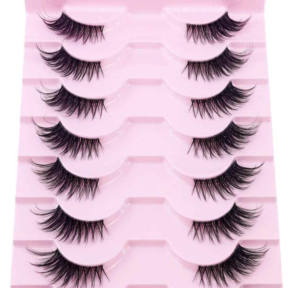 10Pairs Transparent Band Lashes Natural Long 3D Faux Mink False Eyelashes Handmade Fluffy Volume Eye Lash Cilios