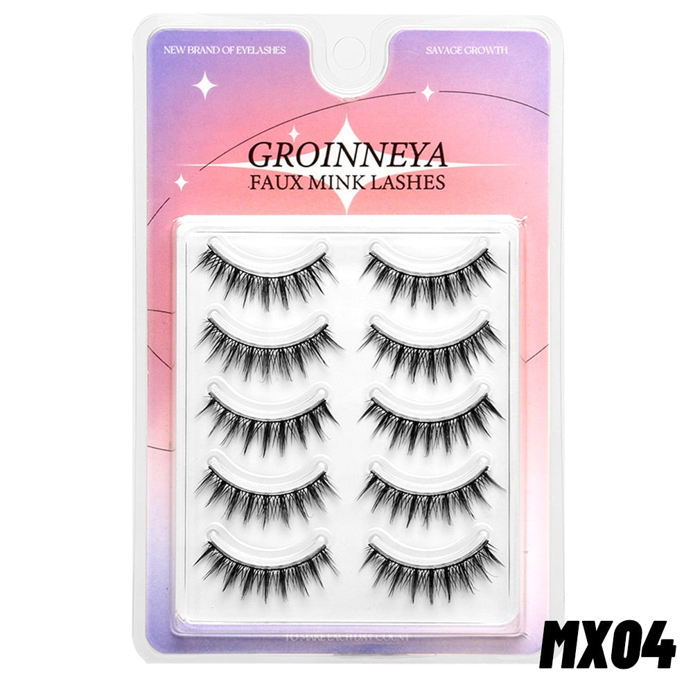 Manga Lashes 5 pairs Natural False Eyelashes Individual Clusters Wispy Mink Eye Lashes cosplay