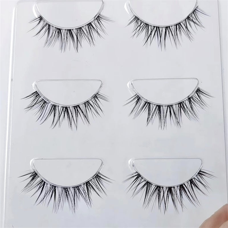 Transparent Terrier 3 Pairs 3D Mink EyeLashes False Lashes Thick EyeLash Lashes Natural Soft Fake EyeLashes