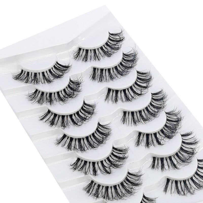 4/7 Pairs 3D Mink Lashes Natural Long Full Strip Lashes Transparent Short Mink EyeLashes Style False Eyelashes