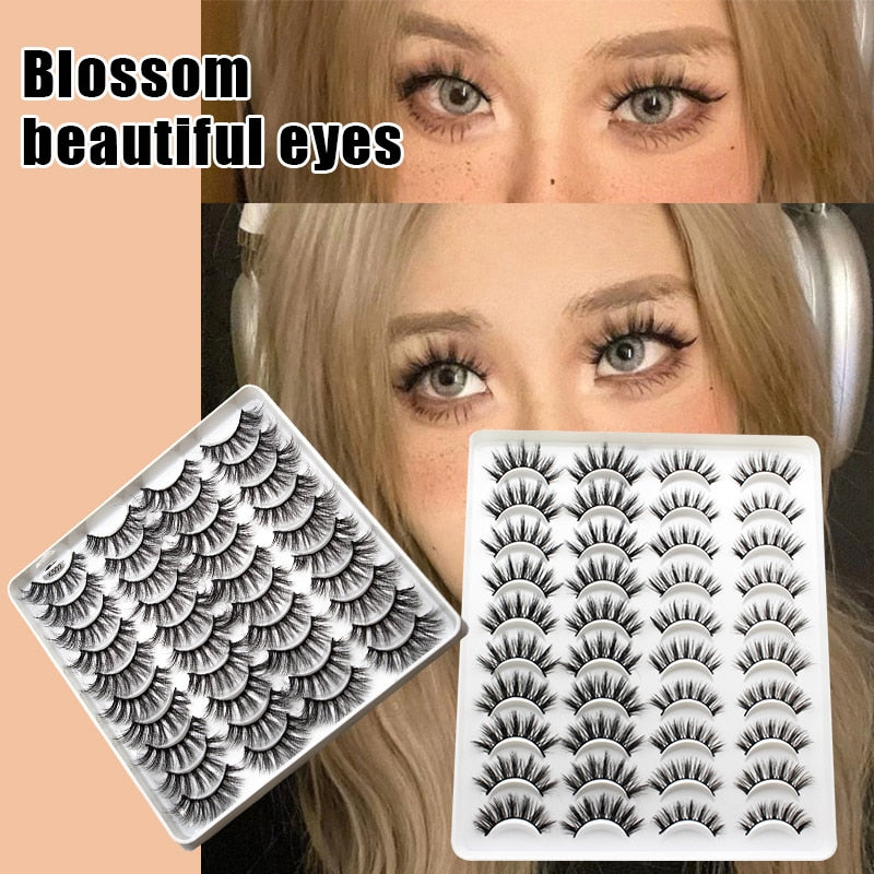 20 Pairs Mink Fluffy Lashes Eyelash Extension Natural False Eyelashes Dramatic Volume Lashes Reusable Lashes