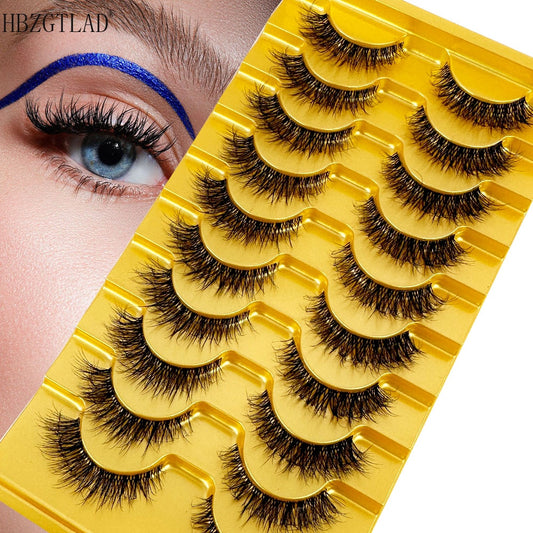 Manga Lashes 10 Pairs 3D Clear Band Lashes Natural Look Wispy Mink Eyelashes short Fluffy Cat Eye Lashes Pack Fake Eyelashes