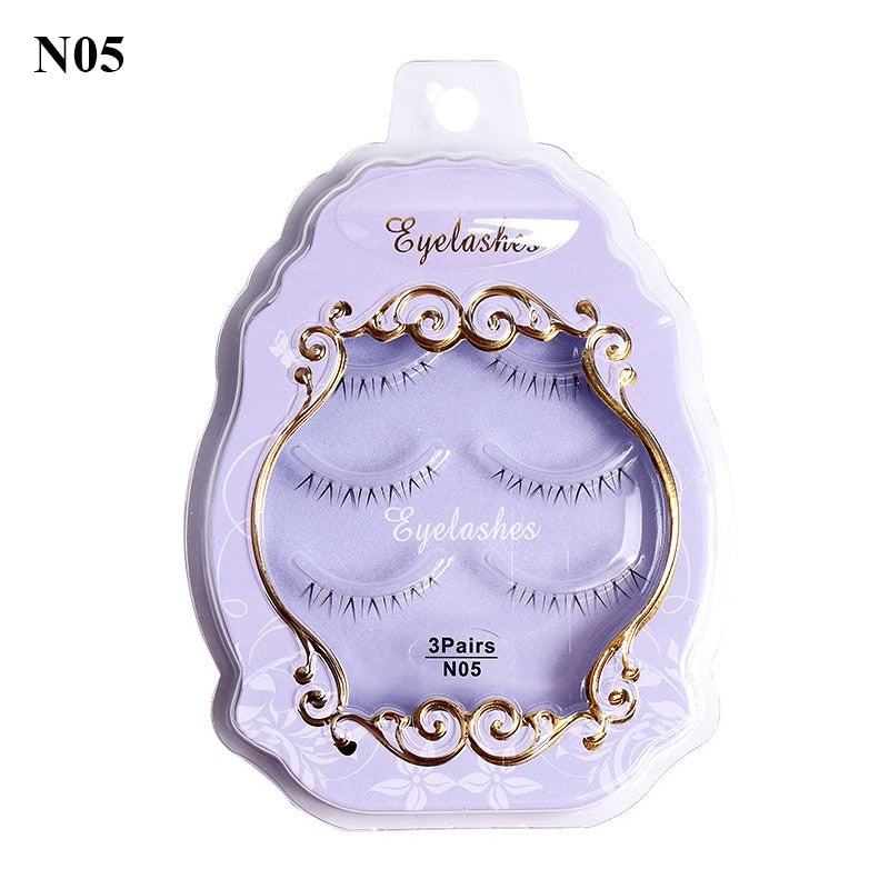 3 Pairs Mink Eyelashes Little Devil False Lash Extension Natural Fairy Wispy Lash Cross Curling Fairy False Eyelashes