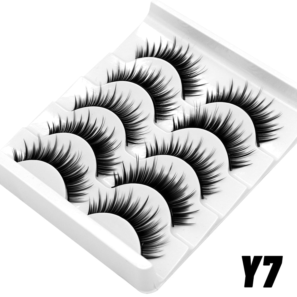 5/8pairs Colored Eyelashes Wispy Mink Lashes Natural Fluffy Cat Eye Lashes Strip 5D False Eyelashes Extension