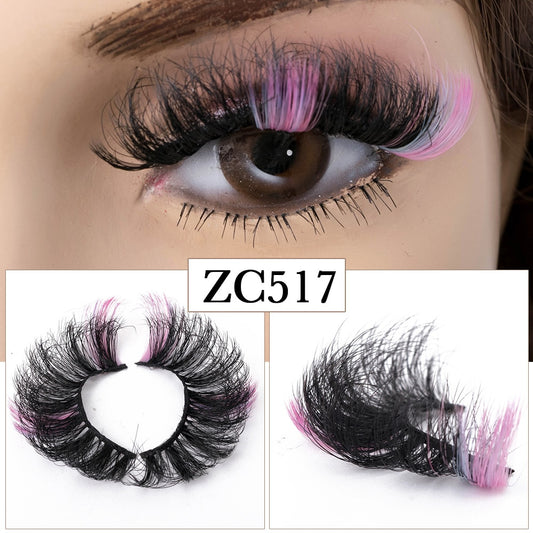 Color False Eyelash Fluffy Lashes Dramatic Messy Long 3d 5d Mink Lashes Mixed Colored Faux Cils