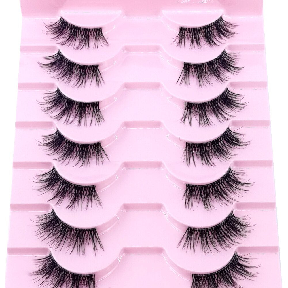 10Pairs Transparent Band Lashes Natural Long 3D Faux Mink False Eyelashes Handmade Fluffy Volume Eye Lash Cilios