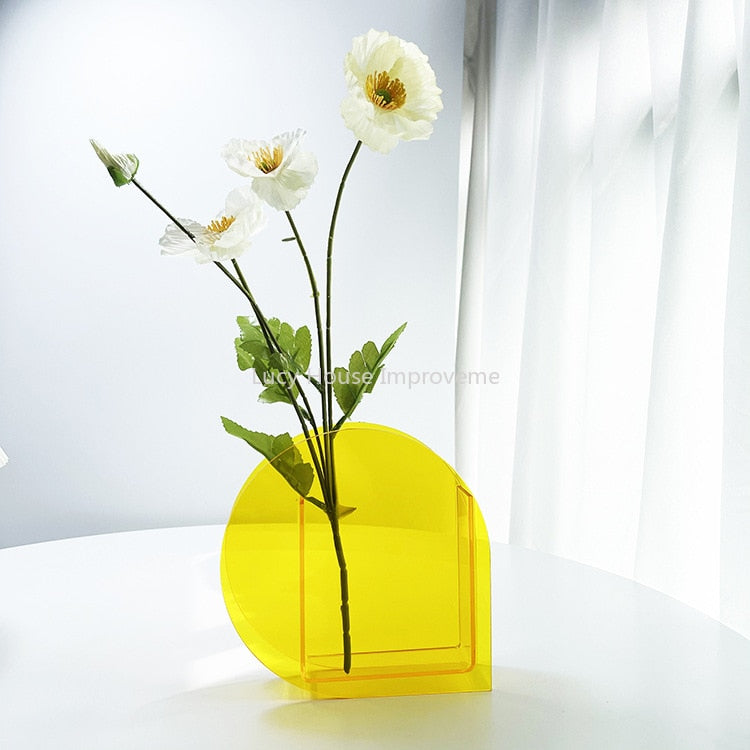 Rainbow Color Acrylic Vases Floral Container Decorative Home Office Decoration
