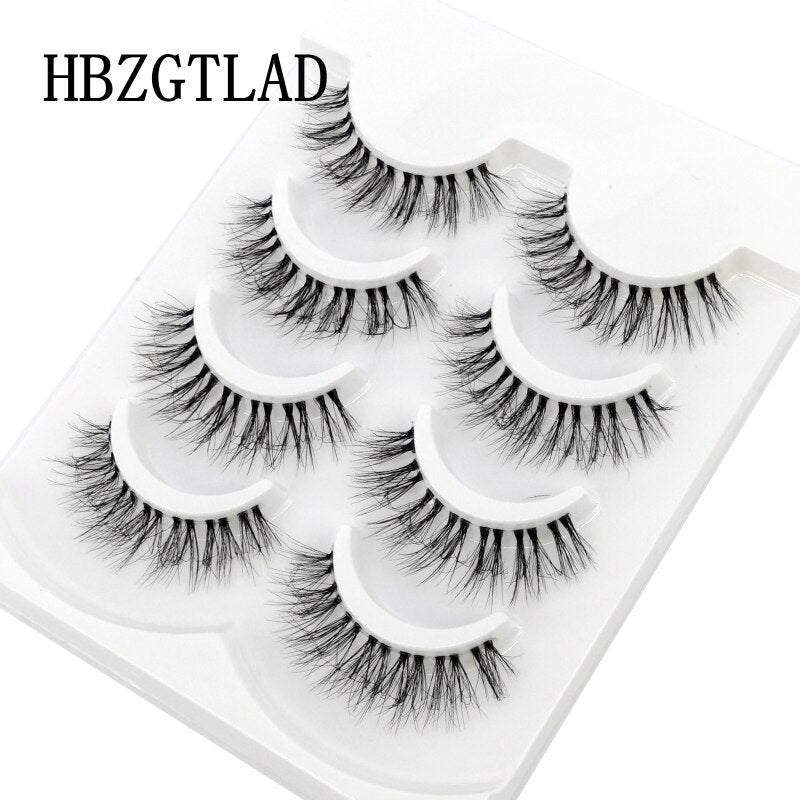 4/7 Pairs 3D Mink Lashes Natural Long Full Strip Lashes Transparent Short Mink EyeLashes Style False Eyelashes