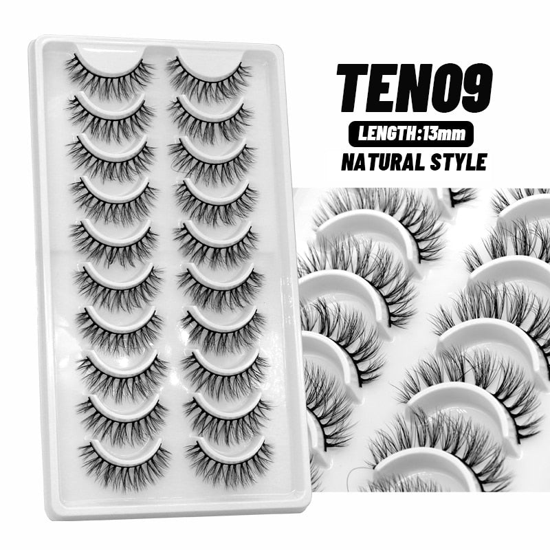 5/7/10 pairs False Eyelashes Mink Lashes Faux Fluffy Lash Soft Full Thick Wispy Eye Lashes