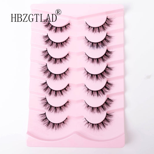 5/7 Pairs Set Imitation Mink Eyelashes 3D False Eyelashes Natural Short Soft Reusable Drama Lashes