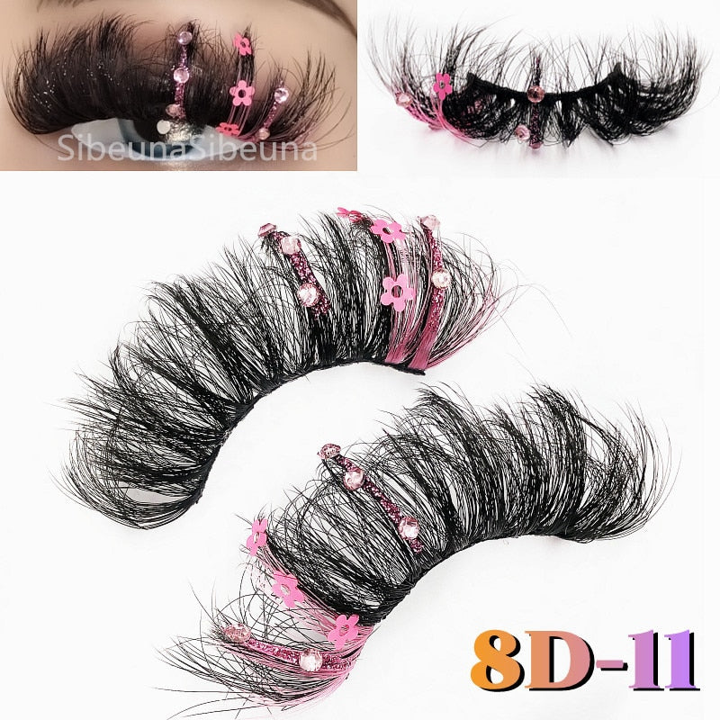 Colored Diamond Glitter 8D False Eyelashes Color Sequin Fuax Mink Lashes Natural Long Stage Colorful Rainbow eyelashes