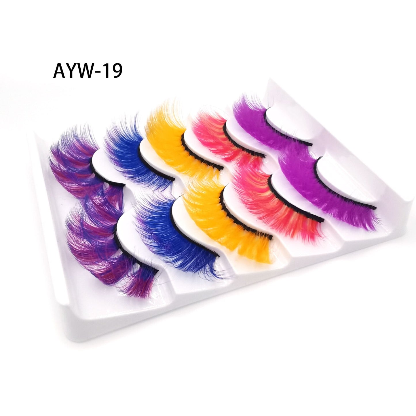 5 Pairs 3D White Mink Lashes Natural Long Thick Fluffy Colorful False Eyelashes Lash Extension
