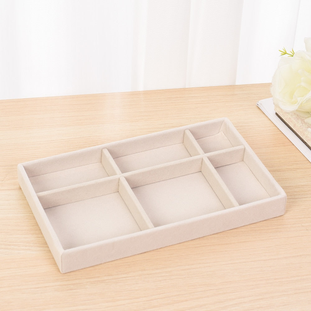 Flannelette Jewelry Display Stackable Exquisite Jewellery Holder Portable Ring Earrings Necklace Organizer Box Organizator