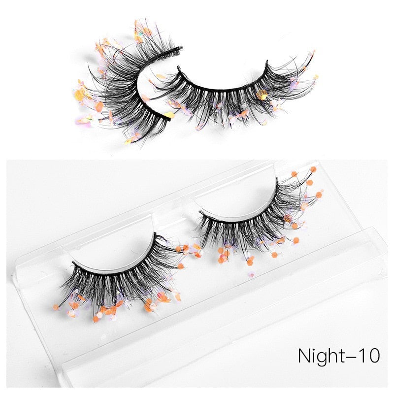3D Diamond Shiny Fluffy Handmade Faux Mink Dramatic Decoration Eye Dress up EyeLashes Set False Eyelashes Colored Lashes