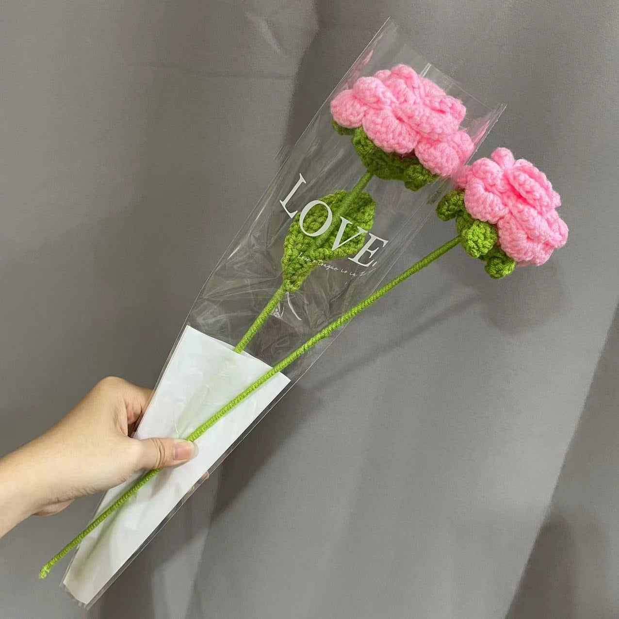 10pcs Hand-knitted Yarn Crochet Sunflower Bouquet Handmade Daisy Tulip Rose Decorative Home Creative Decorate
