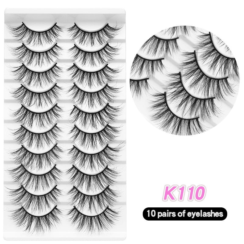 10Pairs Eyelashes Natural Long False Eyelashes Bulk Extension Individual Mink Lashes