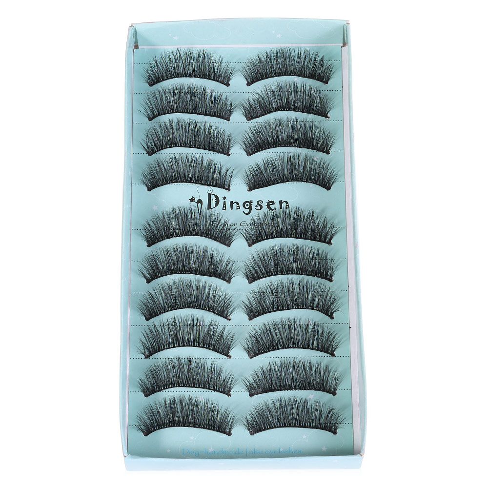 10 Pairs 6D Faux Mink Russian Strip Lashes D Curl Lash Extension 15-25mm Natural Soft Fluffy Eyelashes Reusable