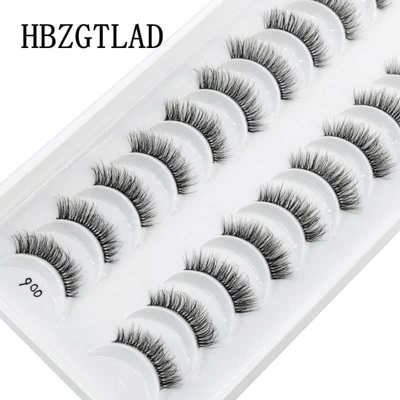 10 Pairs Mink Eyelashes Clear Band Eye Lashes Crisscross Transparent Band False Eyelashes Handmade Dramatic Lashes Upper Lashes