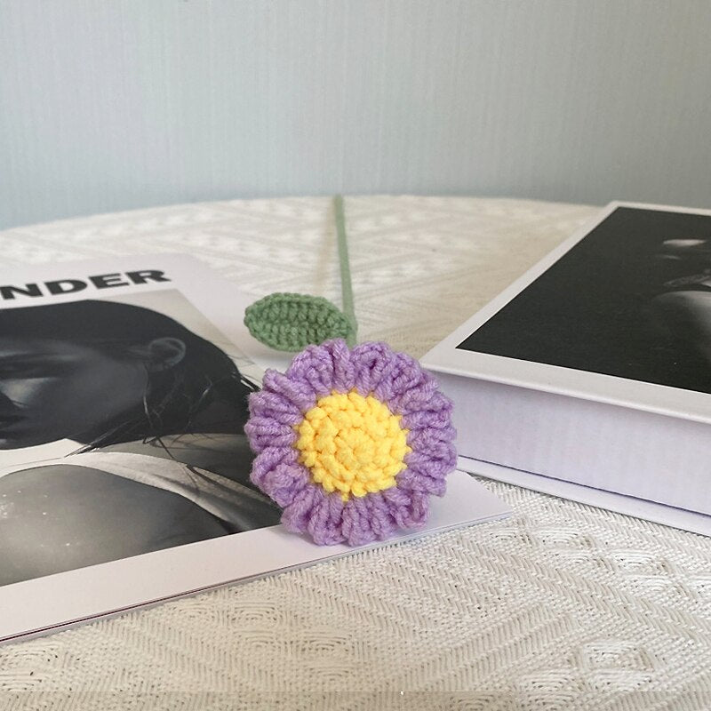 Hand-Knitted Daisy Bouquet Handmade Crochet Fake Flowers Knit Chamomile Flower Finished Decoration Home Decorative