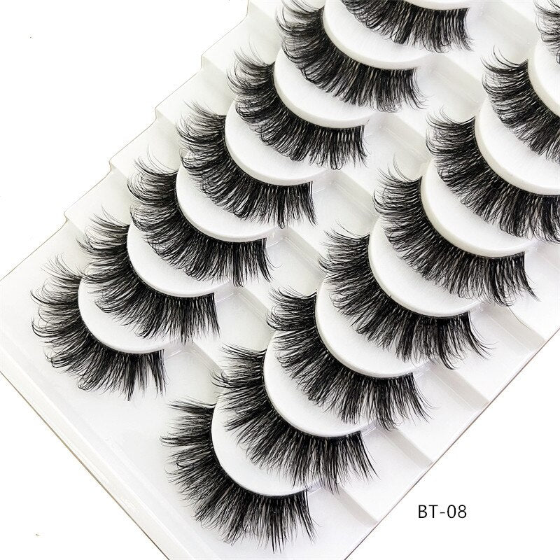 10 Pairs Mink Eyelashes Clear Band Eye Lashes Crisscross Transparent Band False Eyelashes Handmade Dramatic Lashes Upper Lashes
