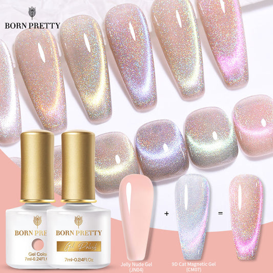 7ml 9D Laser Cat Magnetic Gel Nail Gel Pink Magnetic Gel Soak Off UV LED Nail Varnish UV Gel Need Pink Nude Base