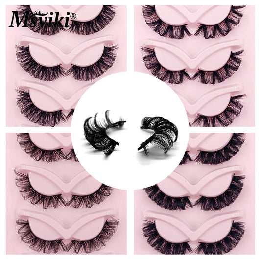 DD Curl Mink Lashes 5 Pairs 3D Russian Strip Lashes Extension 5D Natural Fake Eyelashes