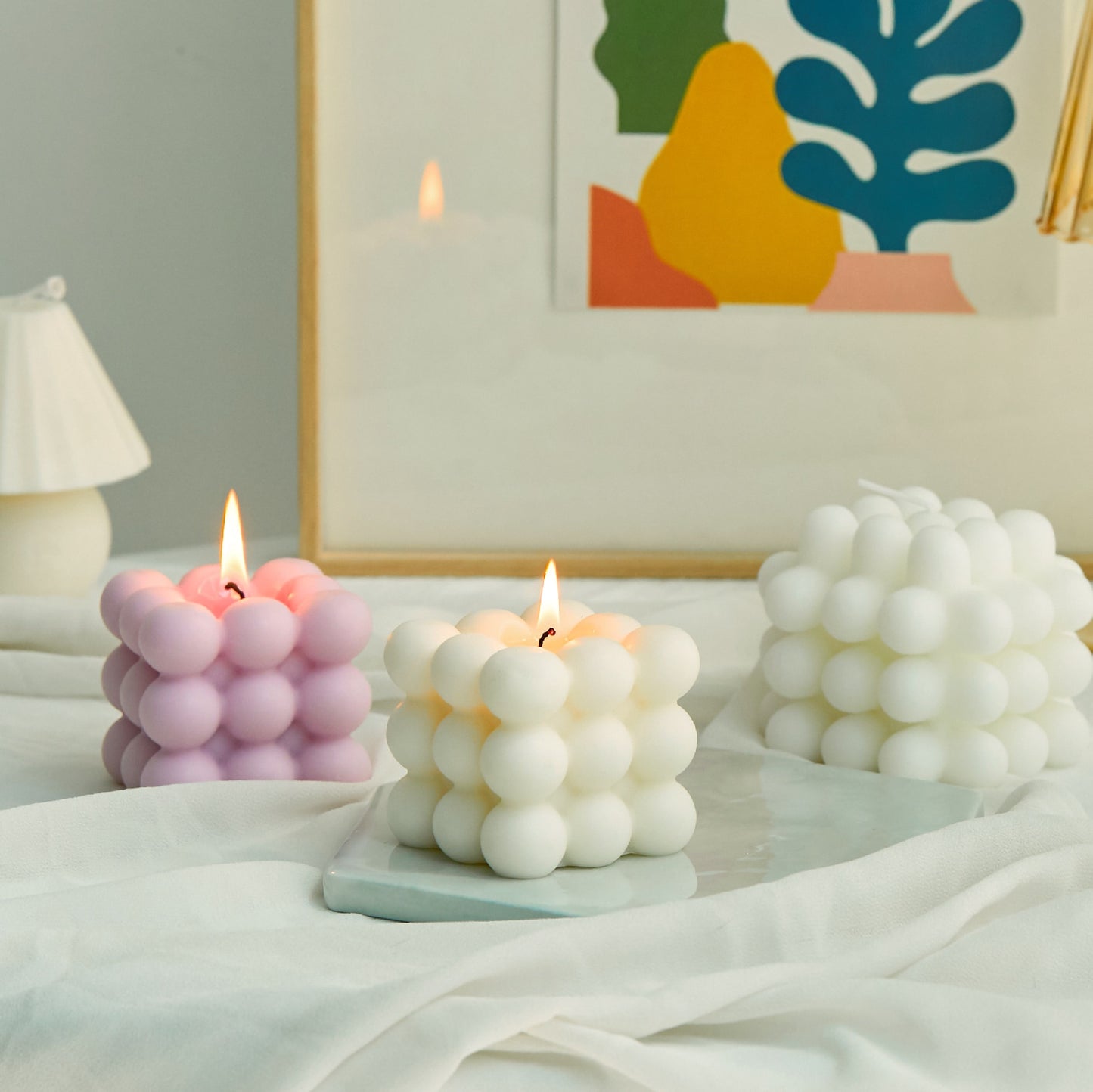 Small Bubble Cube Candle Soy Wax Aromatherapy Scented Candles Relaxing 1PC