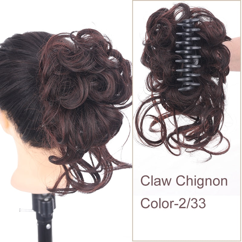 Synthetic Messy Chignon Scrunchies Natural Curly Hair Bun Pieces Fake False Hairpieces For Women Ponytail Extensions