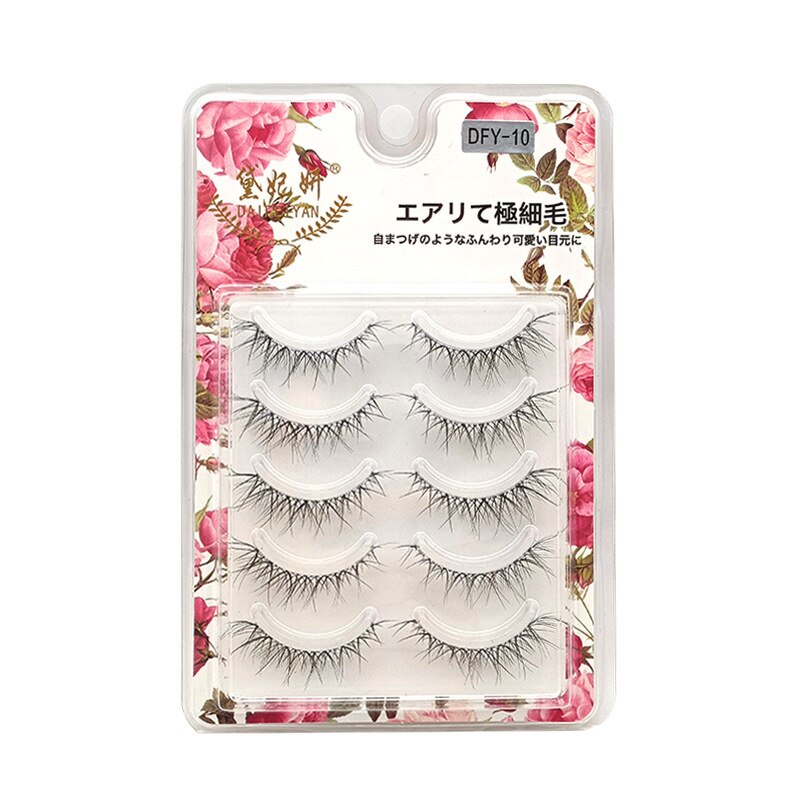 Invisible band Lashes 5 Pairs 3D Faux Mink Lashes Natural short Transparent Terrier Lashes Clear Band Soft Eyelashes