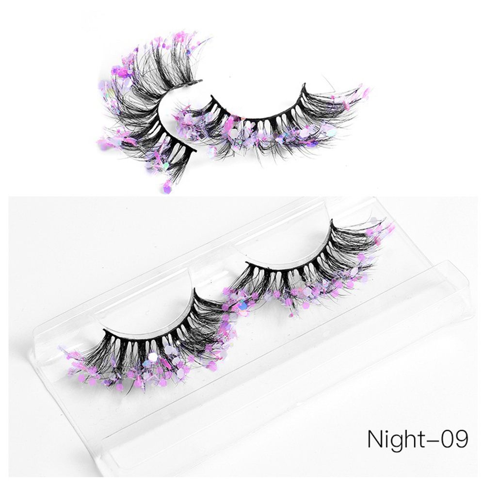 1Pair Colored Lashes Natural Long Butterfly Eyelashes Handmade Full Strip Faux Mink Lashes With Butterflies Luminous Eyelash