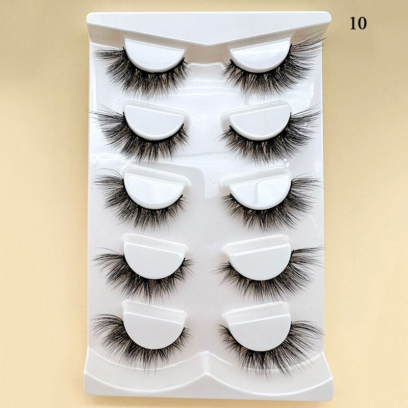 4/5Pair False Eyelashes Handmade Mink Cross Long 3D Winged Eyelash End Eye Elongated Lash Extension Natural