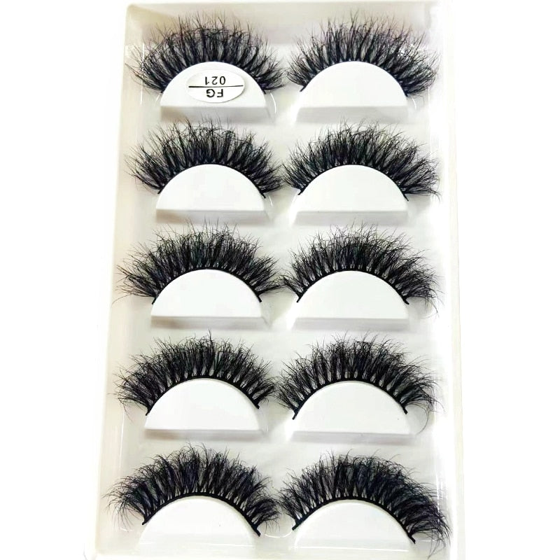 5 Pairs Handmade 3d mink lashes short False Eyelashes Dense Natural Long Messy Eye Lashes Reusable Stage False Eyelashes