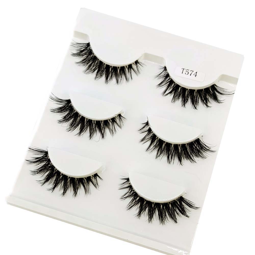 Transparent Terrier 3 Pairs 3D Mink EyeLashes False Lashes Thick EyeLash Lashes Natural Soft Fake EyeLashes