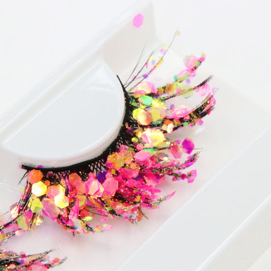 Shining Colored Eyelashes Gold Pink Green Glitter Colorful False Eye Lashes Fluffy Dramatic Colored Lashes Extension