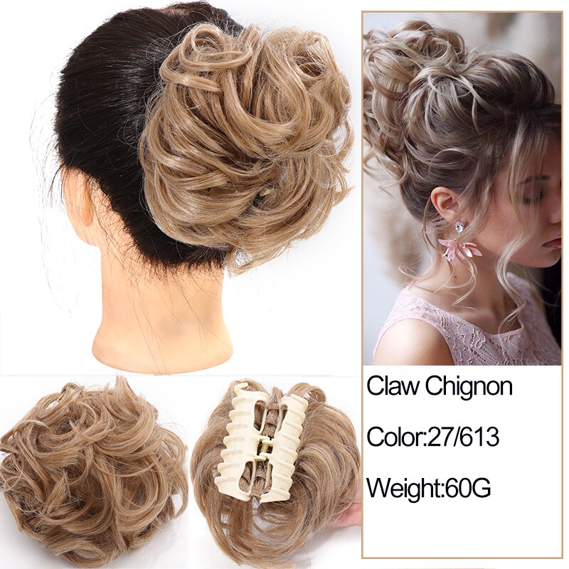 Synthetic Messy Chignon Scrunchies Natural Curly Hair Bun Pieces Fake False Hairpieces For Women Ponytail Extensions