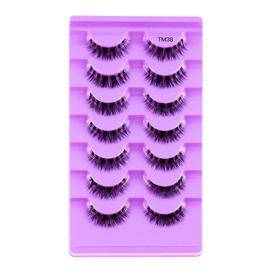 Cat Eye Lashes 7 Pairs Natural Fluffy Messy False Eyelashes Dramatic Invisible Band Foxy Faux Mink Lashes Faux Cils