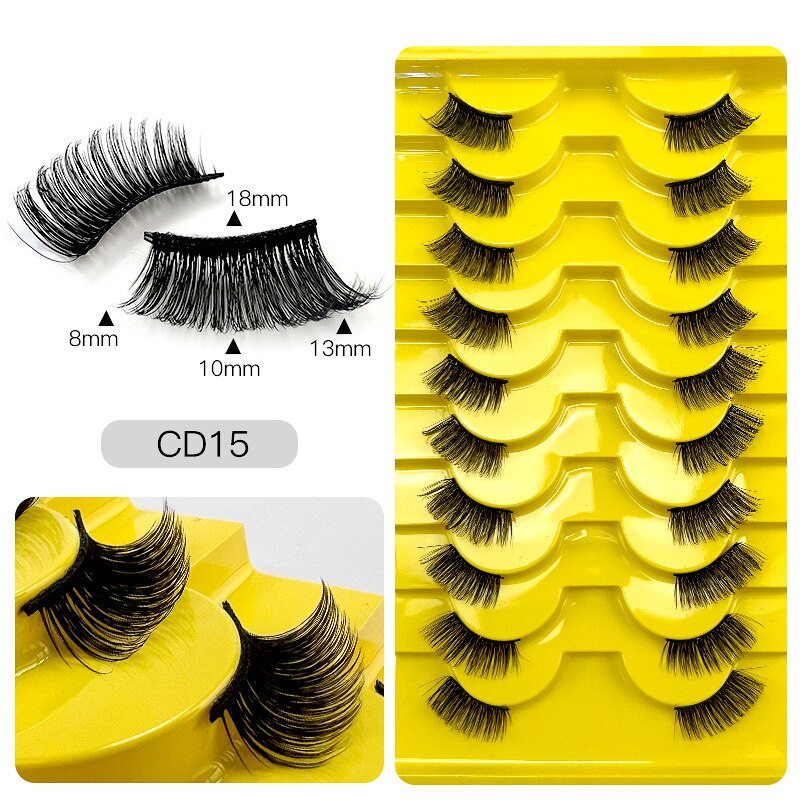 10pairs Half/full eye Mink Eyelashes Clear Band Eyelashes Crisscross Transparent Band False Eyelashes Dramatic Lashes Upper Lash