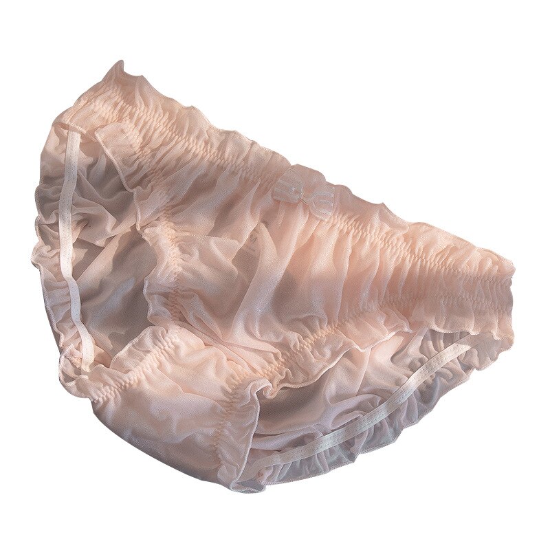 Ladies Plus Size Panties Girl Sweet Ruffle Solid Color Panties Ice Silk Cute Multicolor Women Panties Sexy Lace Panties