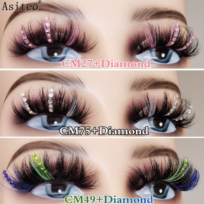 25mm Fluffy Diamond Ombre Colored Mink Lashes 5D Natural Volume Colorful Vegan Eyelashes Makeup